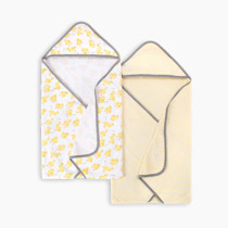Burts Bees Baby Infant Hooded Towels Little Ducks Organic Cotton, Unisex Bath Essentials and Newborn Necessities, Soft Nursery Towel with Hood Set, 2-Pack Size 29 x 29 Inch