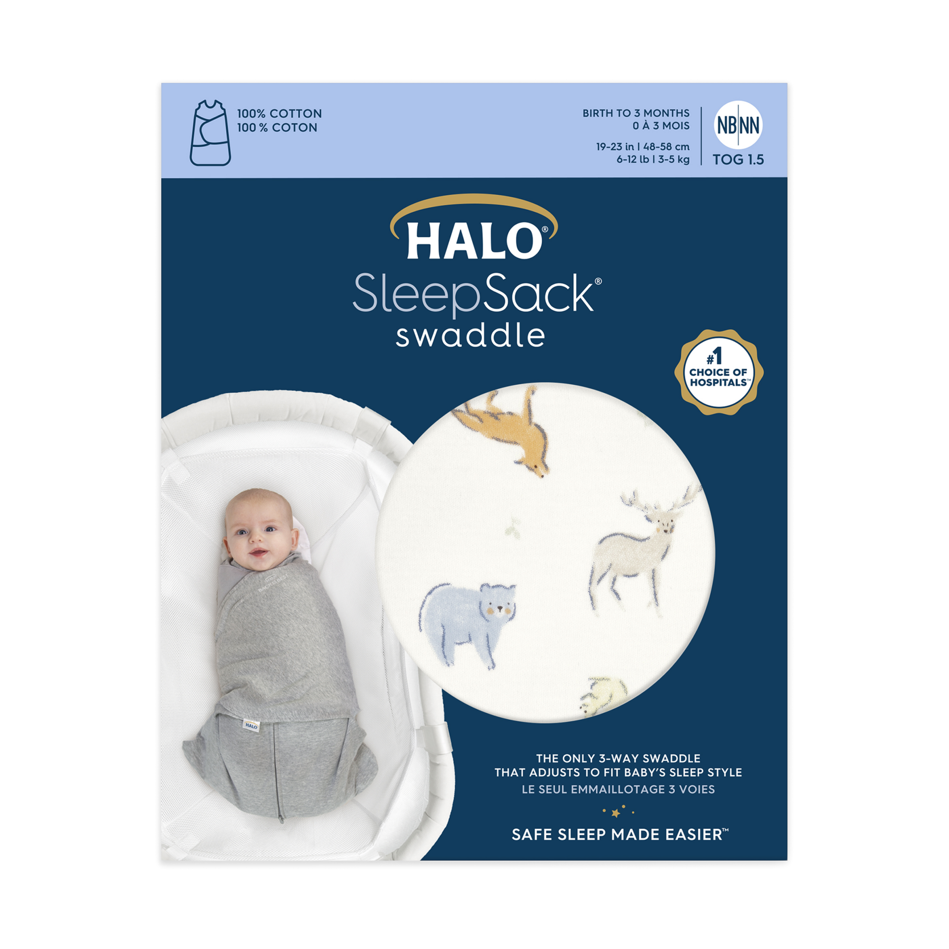 Halo SleepSack Swaddle cotton Forest Friends, Newborn Babylist Shop