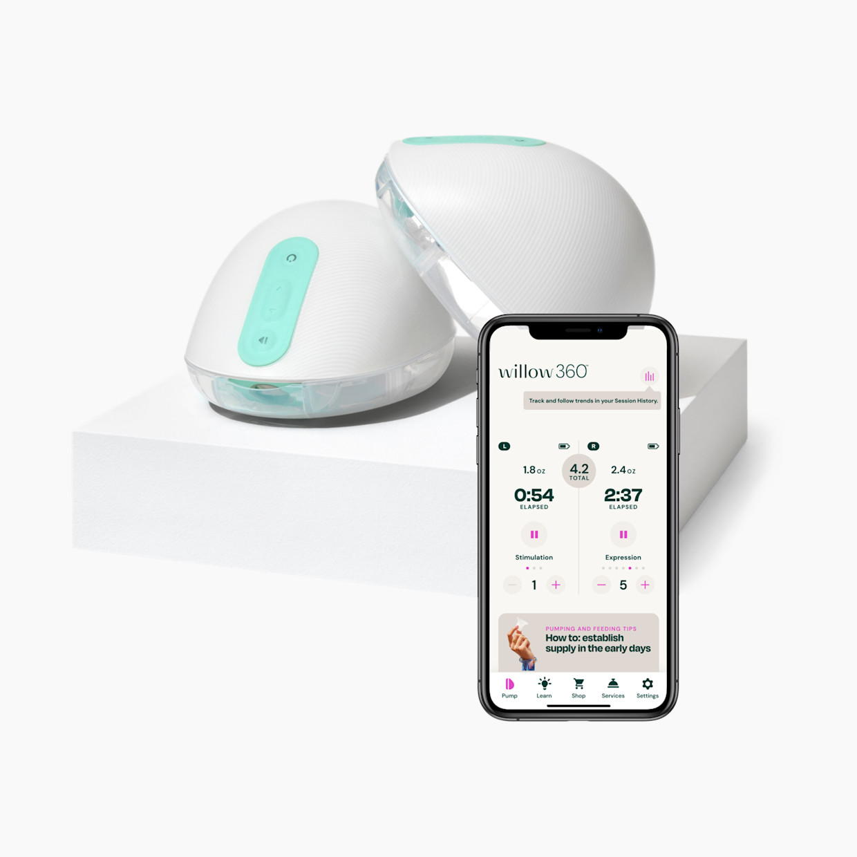 Willow 360 Leak-Proof, Wearable Hands-Free, Double Electric Breast Pump.