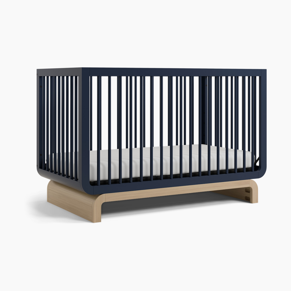Storkcraft Santorini Deluxe 5-in-1 Convertible Crib - Midnight Blue With Driftwood.