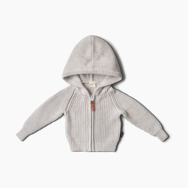 Goumi Kids Organic Cotton Knit Hoodie - Storm Gray, 6-9 Months.
