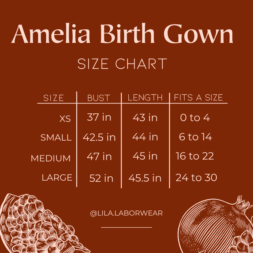 Lila Maternity Amelia Labor & Postpartum Gown - Black, XS.