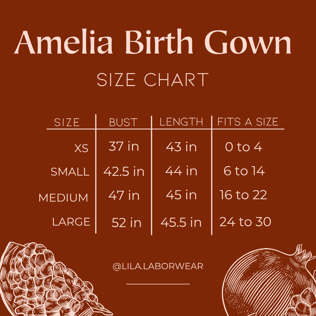 Lila Maternity Amelia Labor & Postpartum Gown - Black, XS.