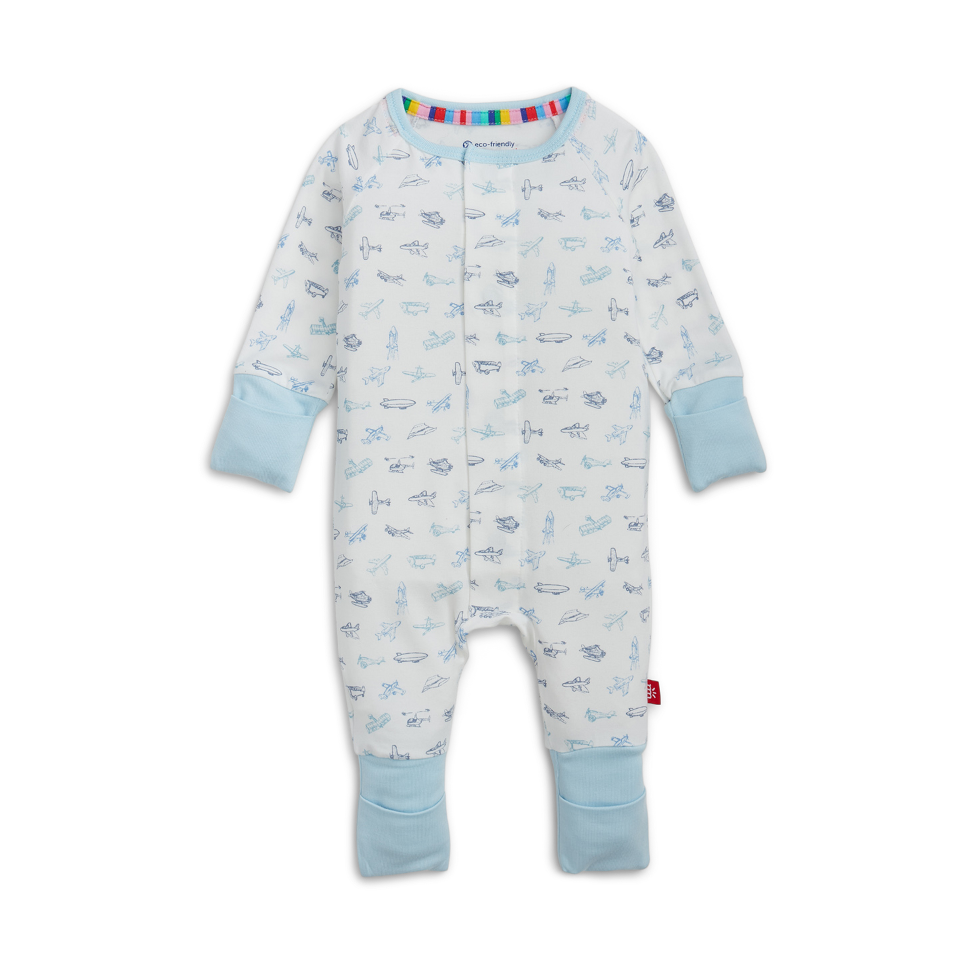Magnetic Me Modal Magnetic Convertible Coverall - Airplanes, Newborn.