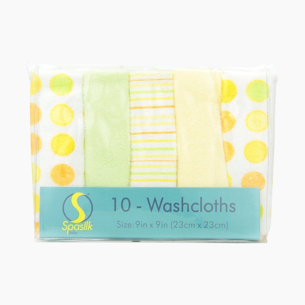 Spasilk Soft Terry Washcloth (10 Pack) - Yellow.