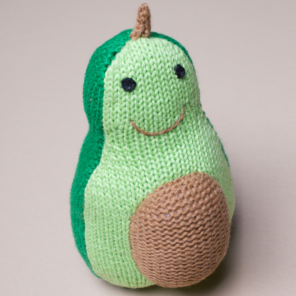 Estella Organic Cotton Handmade Baby Rattle - Avocado.