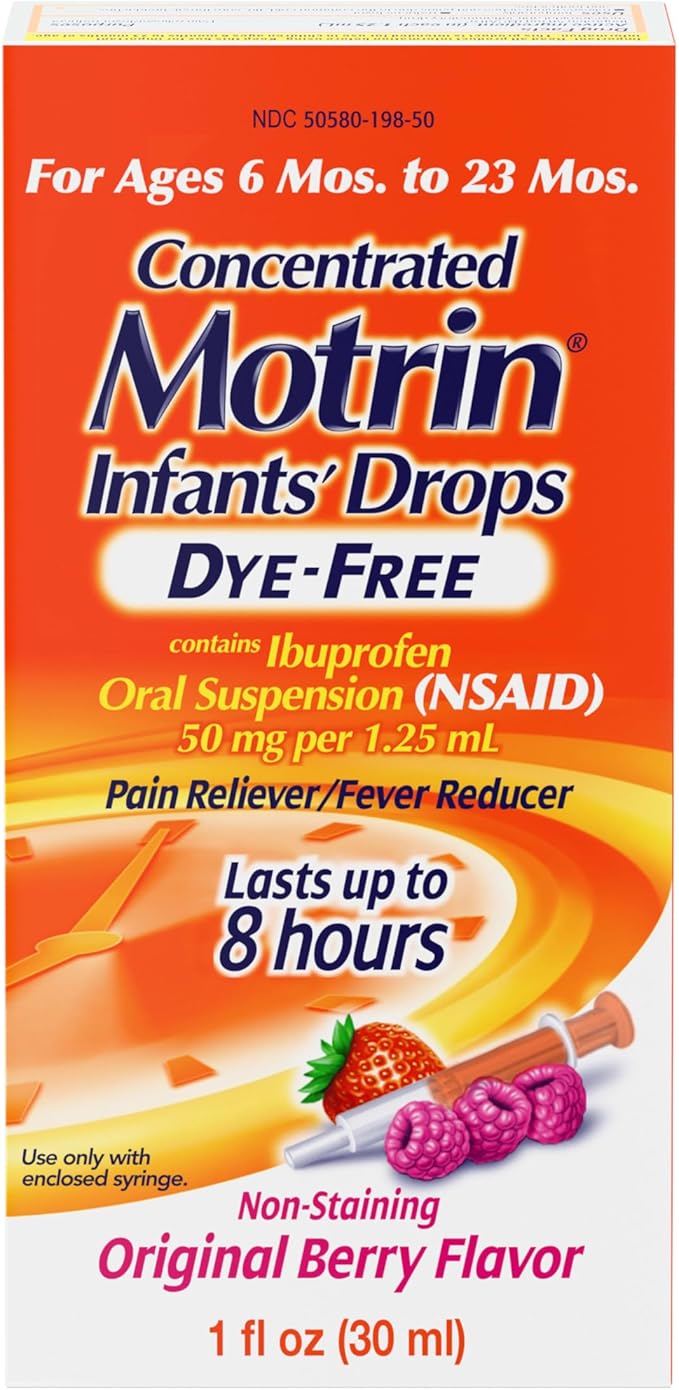  Motrin Infants' Oral Suspension Concentrated Liquid Medicine Drops with Ibuprofen.