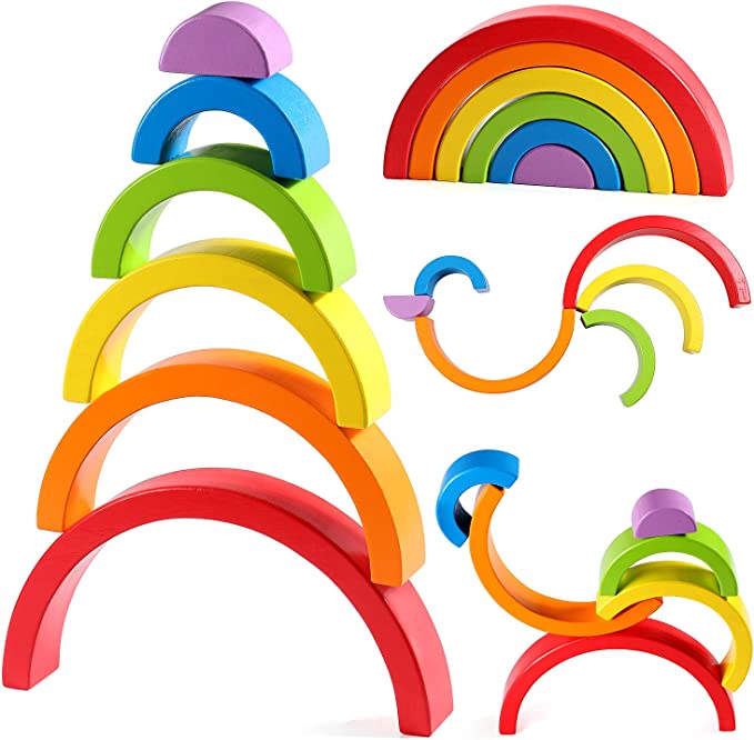 Lewo Wooden Rainbow Stacker Nesting Puzzle.