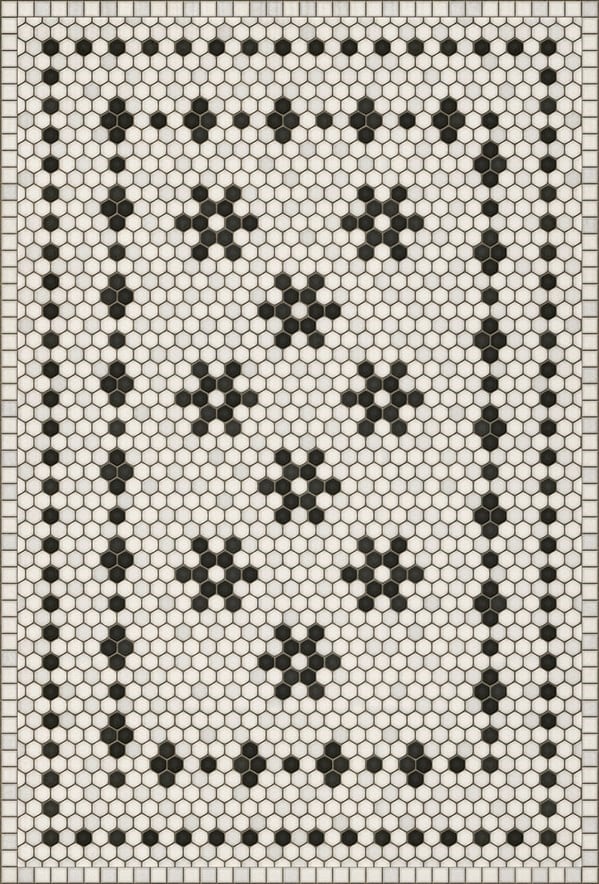 Mosaic Vintage Vinyl Design B Ivory/Distressed Black.