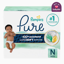 Pampers Pure Protection Baby Diapers, Size 0 (10 lbs ), 128 Count, Up to 100% Leakproof, Premium Plant-based Skin Protection, Hypoallergenic Soft Diapers