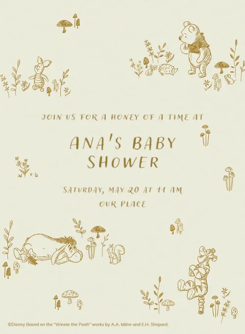 Disney’s Winnie the Pooh: Always Together Baby Shower Invitation.