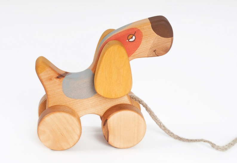 Friendly Toys Wooden Pull Along Toy Dog (Personalization Available).
