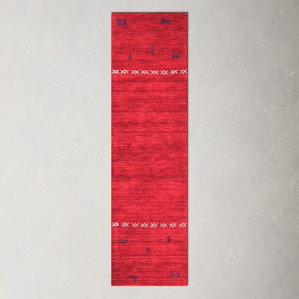 All Modern Santiago Handmade Wool Red Rug.