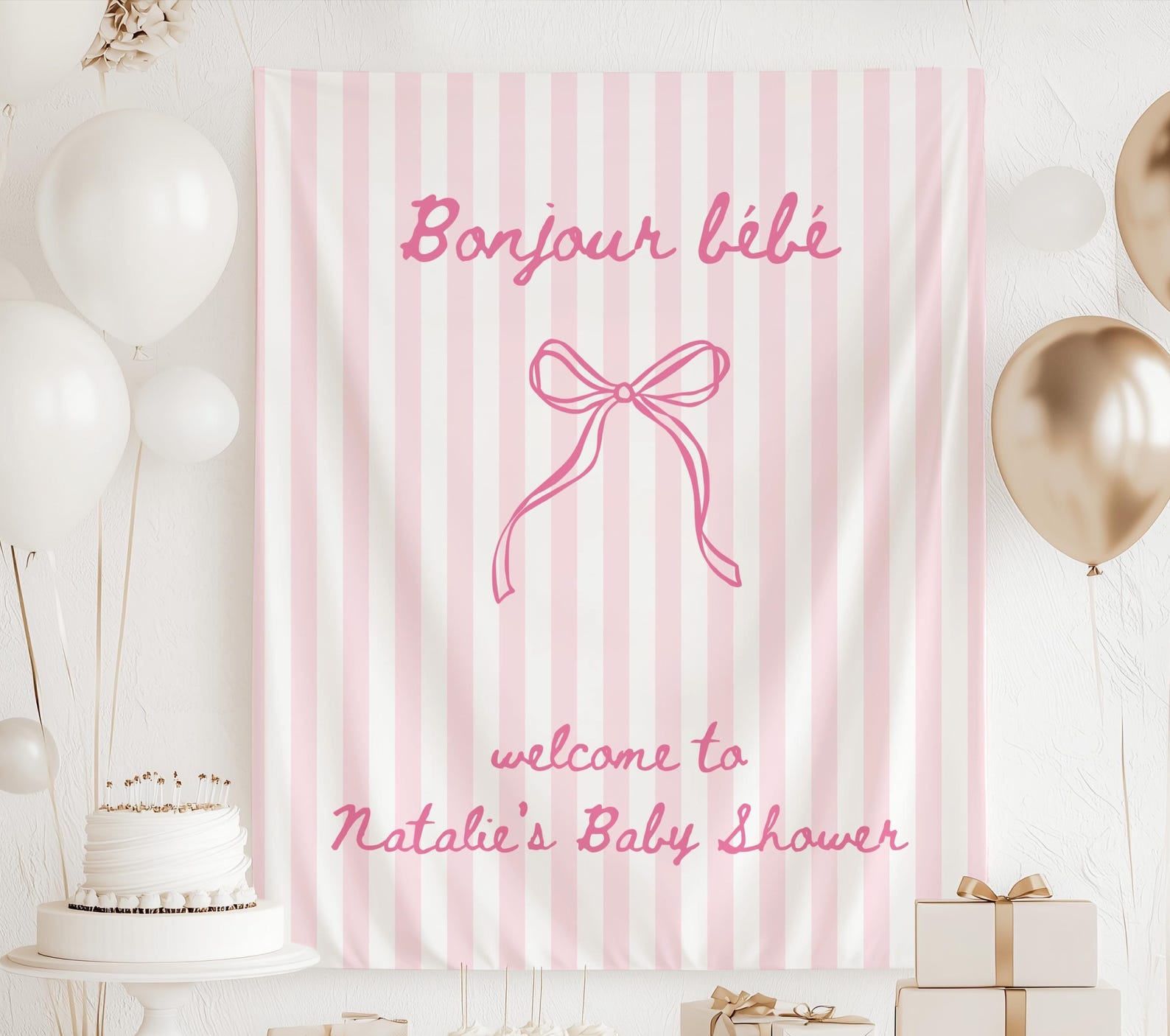Bonjour Bebe Baby Shower Banner.