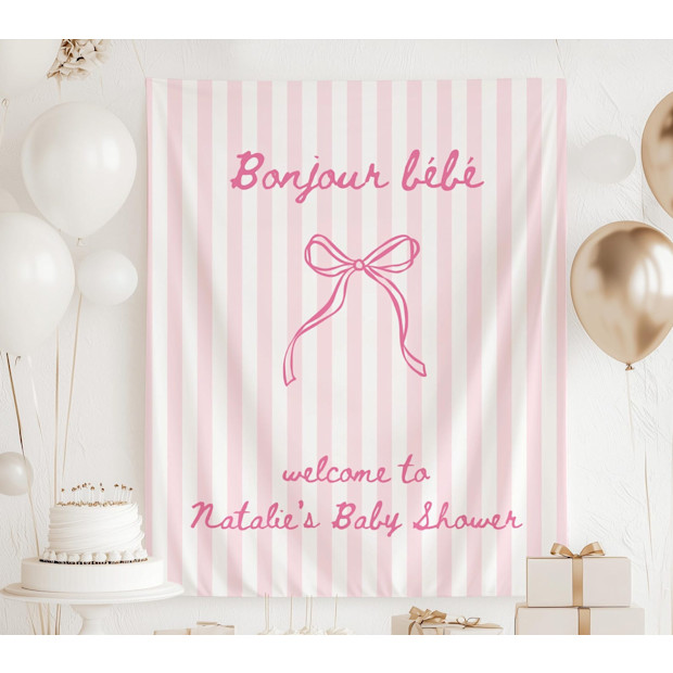 Bonjour Bebe Baby Shower Banner.