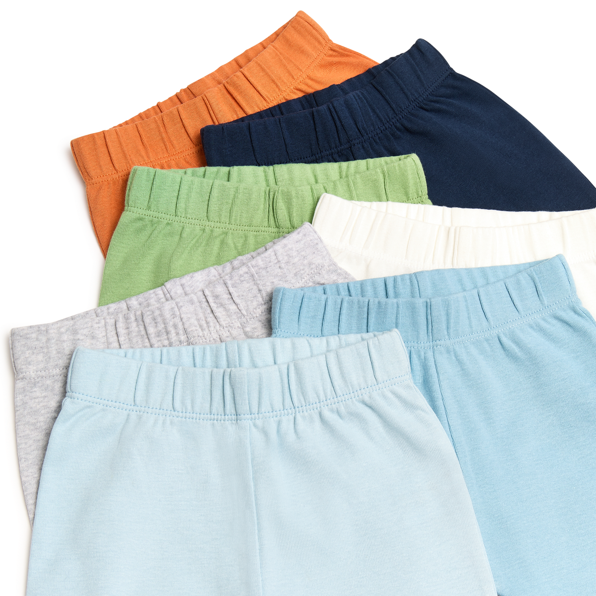 Small Story Organic Cotton Solid Everyday Pant (7 Pack) - Ocean Mix, 0-3 M.