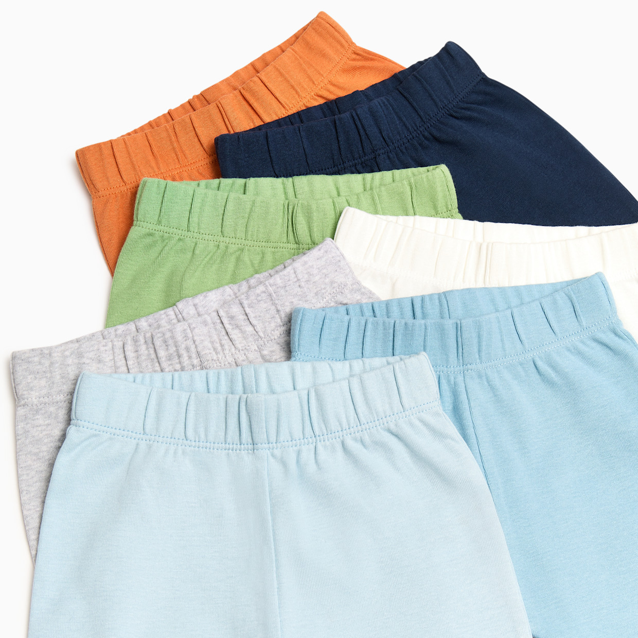 Small Story Organic Cotton Solid Everyday Pant (7 Pack) - Ocean Mix, 0-3 M.