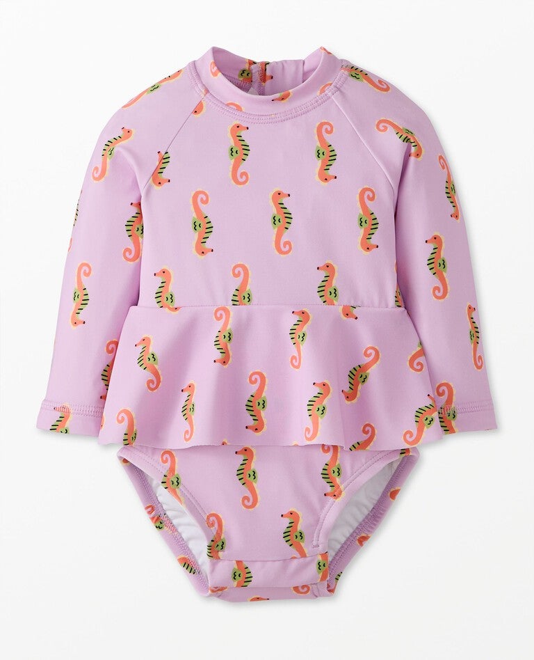 Hanna Andersson Baby Print Skirted Rash Guard Swimsuit.