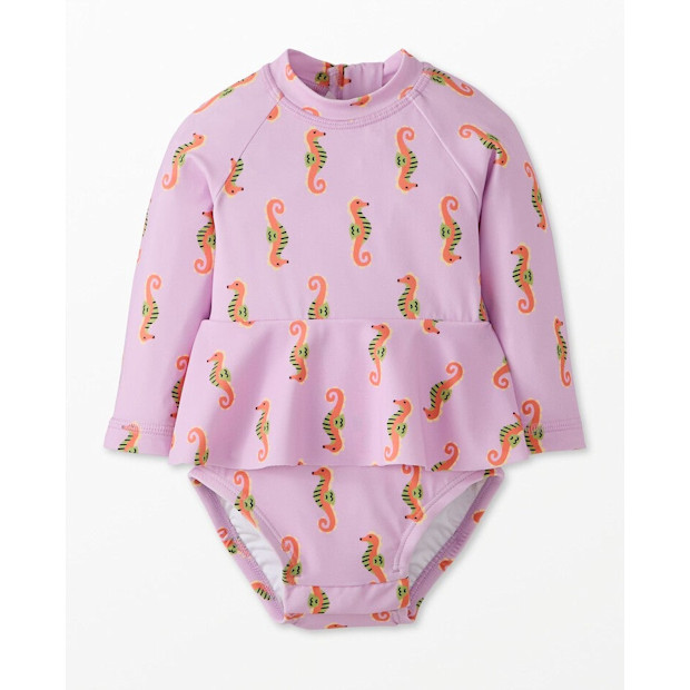 Hanna Andersson Baby Print Skirted Rash Guard Swimsuit.