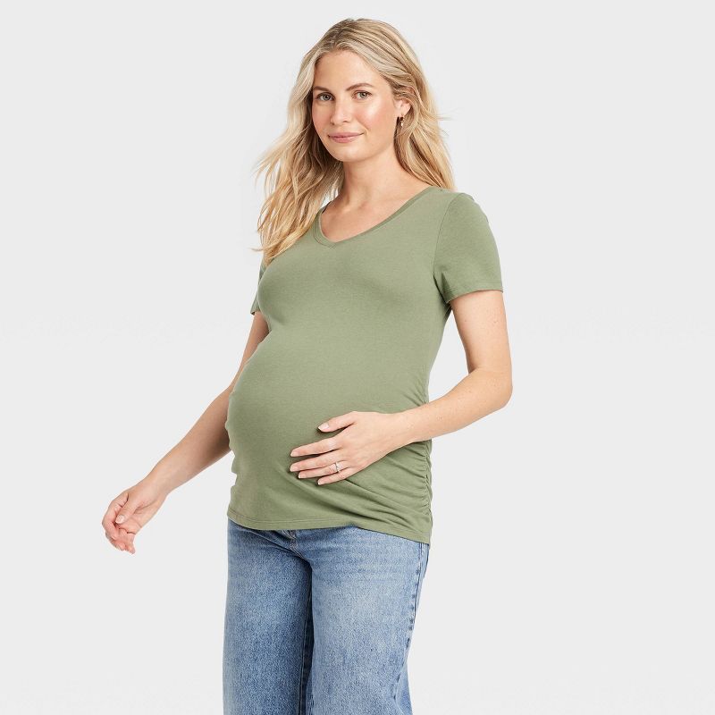 Isabel Maternity Short Sleeve V-Neck Maternity T-Shirt - $9.10.