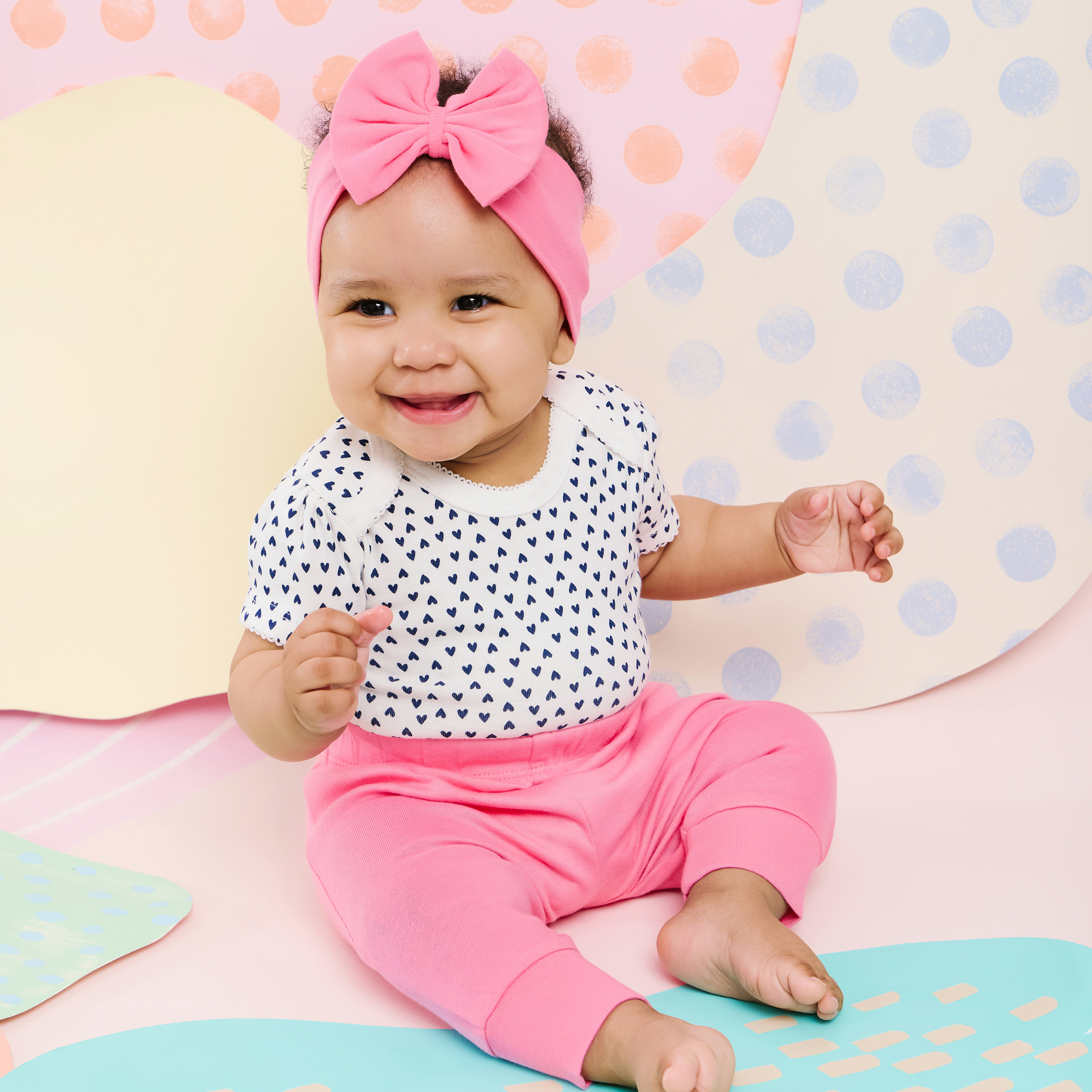 Small Story Organic Cotton Short Sleeve Print Mix Bodysuit (5 Pack) - All Over Hearts, 0-3 M.