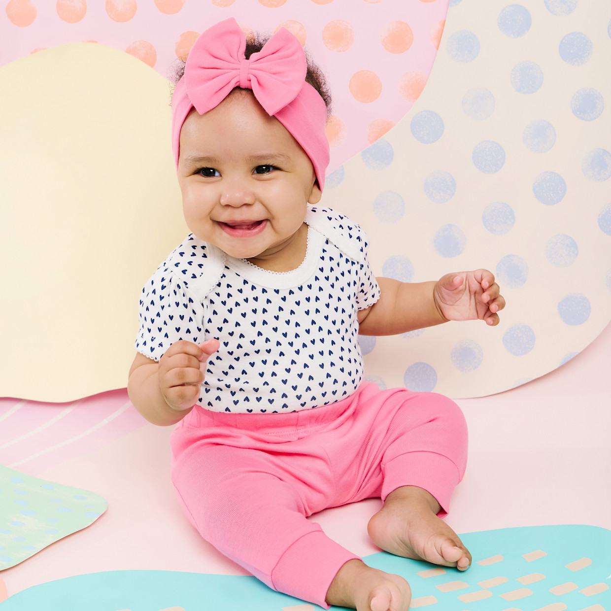 Small Story Organic Cotton Short Sleeve Print Mix Bodysuit (5 Pack) - All Over Hearts, 0-3 M.