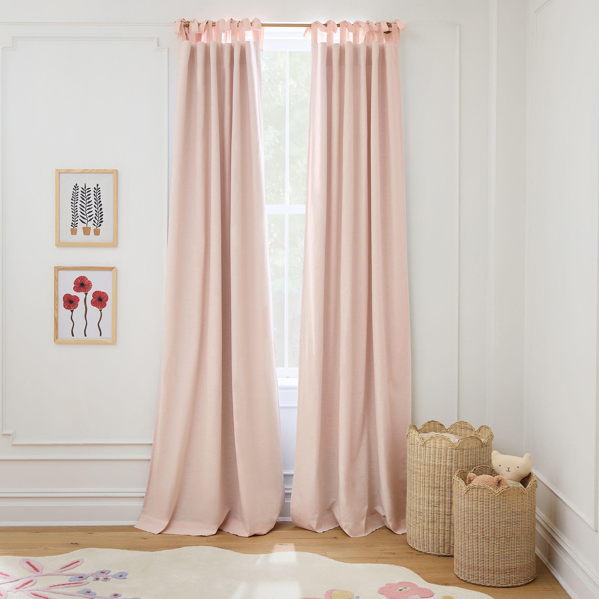 Cotton Tie-Top Blackout Curtain.