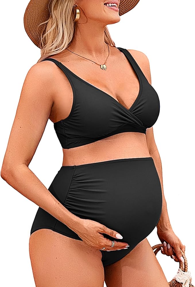 High Waisted Maternity Swimsuit Bikini.