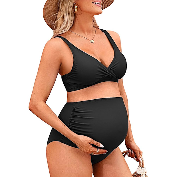 High Waisted Maternity Swimsuit Bikini.