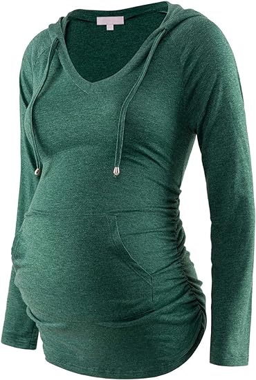 Bhome Maternity  Hoodie Long Sleeves Shirt Casual Vneck Top Pregnancy Sweatshirt Tunics .