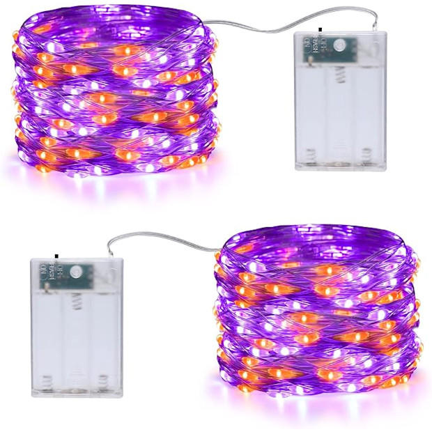 Joomer Orange Purple Halloween Fairy Lights, 2-Pack.