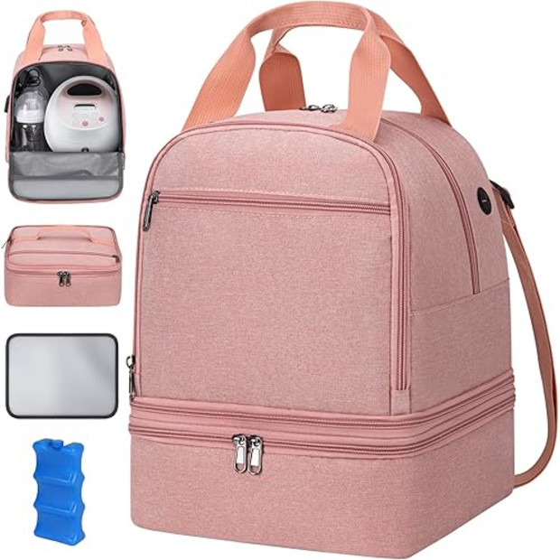 OCKLILY Breast Pump Carrying Bags with Ice Pack & Waterproof Mat.