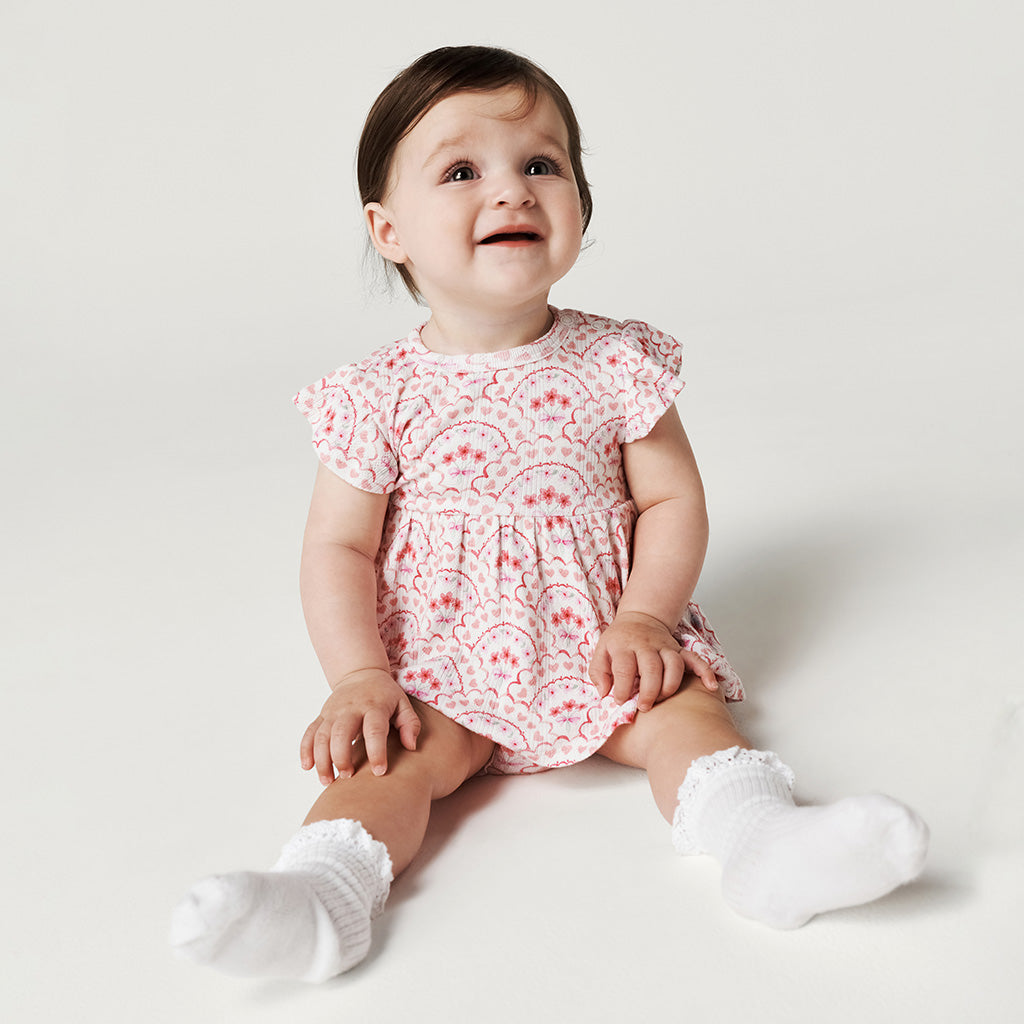 Posh Peanut Janelle Pointelle Peplum Bummie Set.