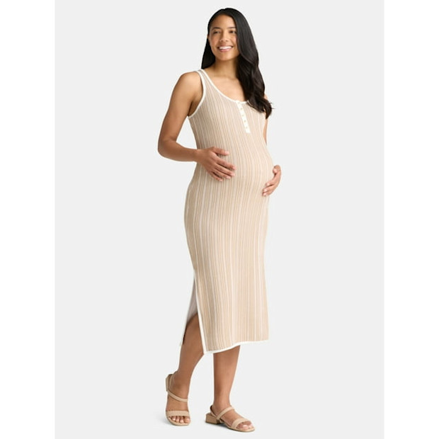 Time and Tru Women's Maternity Henley Tank Maxi Dress.