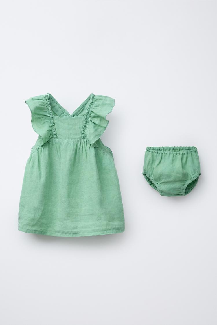 Linen Plain Dress And Bloomers.