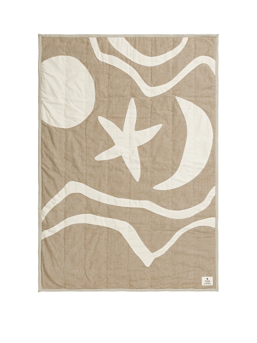 Ferm Living Kove Applique Quilted Blanket - Light Brown/Beige.