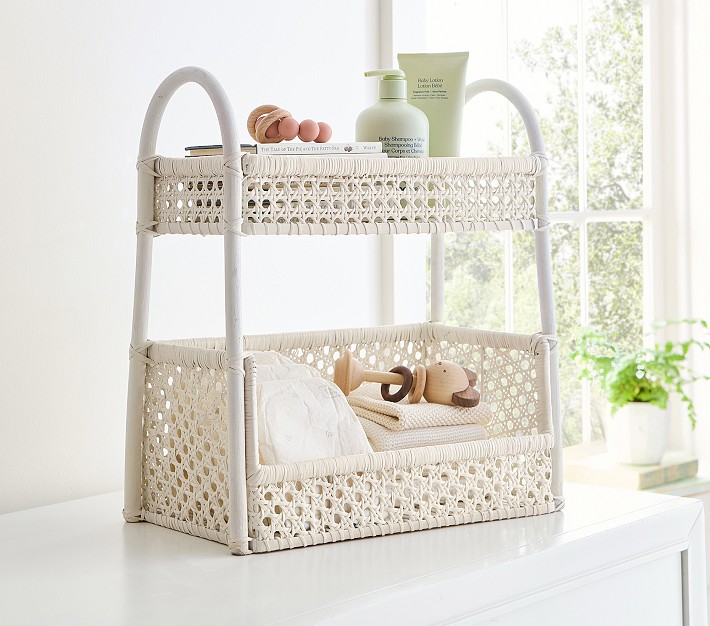 Pottery Barn Kids Sadie Caned Tiered Stacked Organizer.
