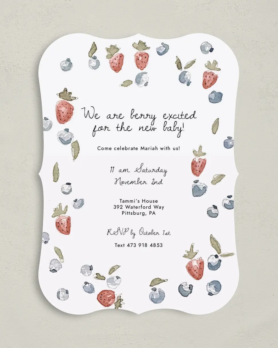 Baby Berries Baby Shower Invitation Cards.