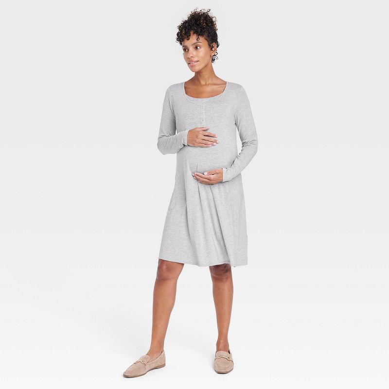 Ingrid & Isabel Long Sleeve Nursing Henley Maternity Dress.