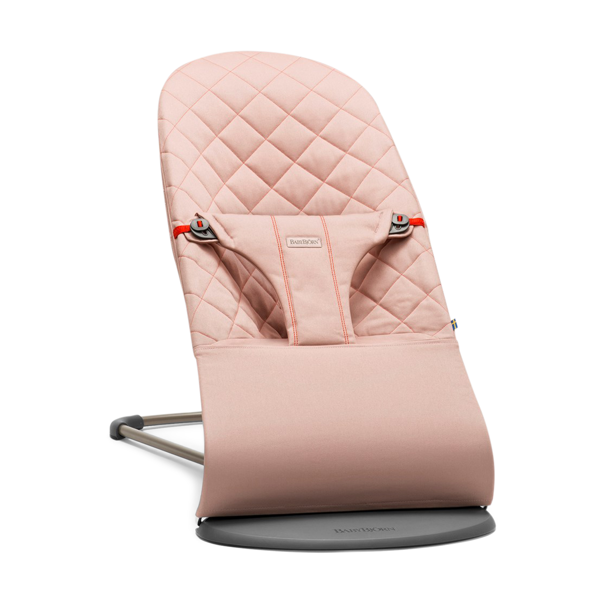BabyBjörn Bouncer Bliss - Dusty Pink Quilted Cotton/Dark Gray Frame.