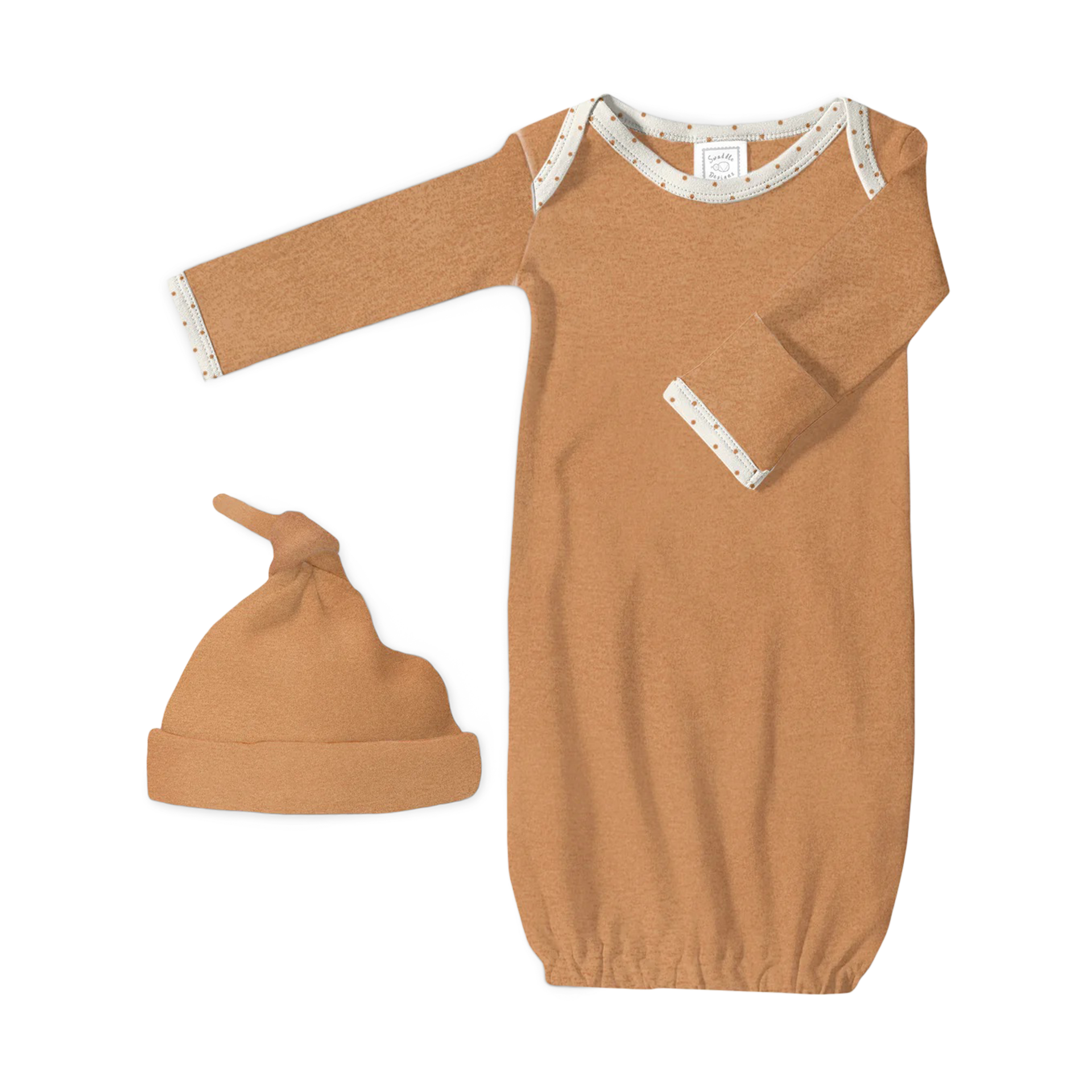 SwaddleDesigns Cotton Knit Longsleeve Pajama Gown with Mitten Cuffs