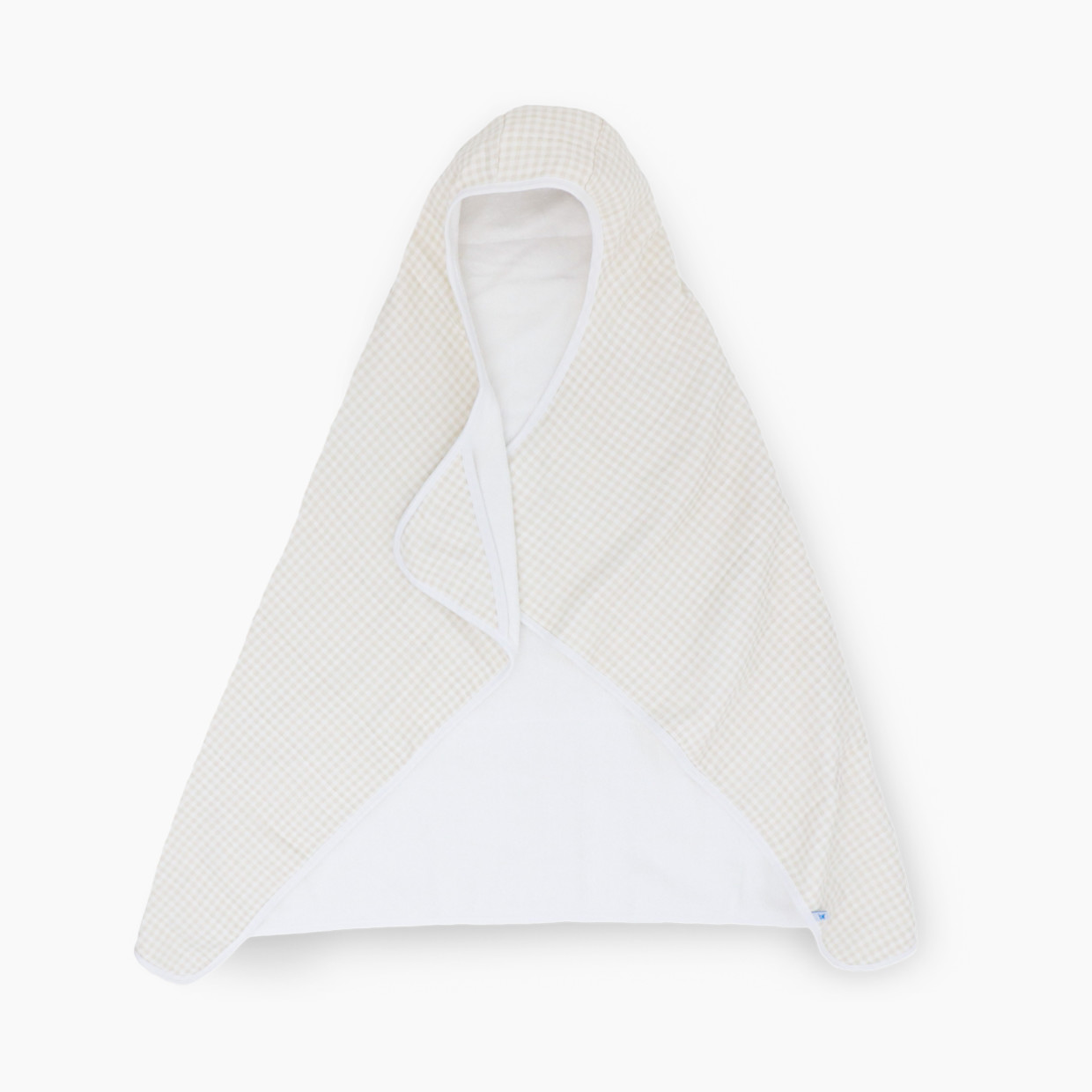Little Unicorn Cotton Muslin & Terry Toddler Hooded Towel - Tan Gingham.
