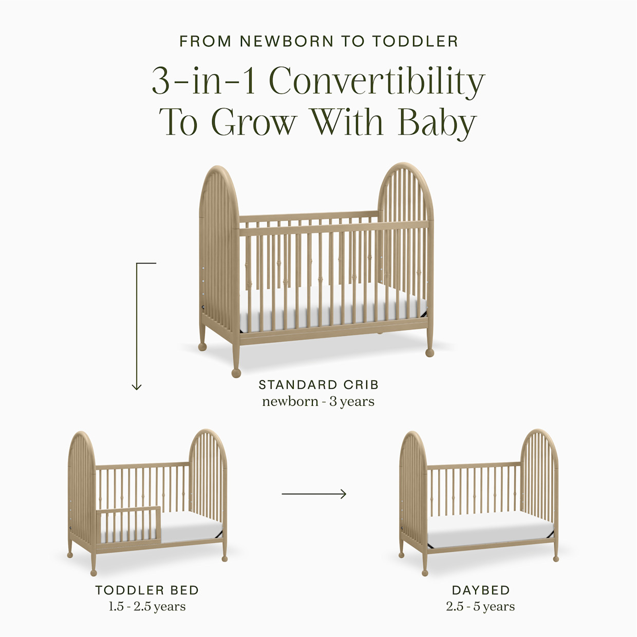 Namesake Alouette 3-in-1 Convertible Spindle Crib - Washed Pine.