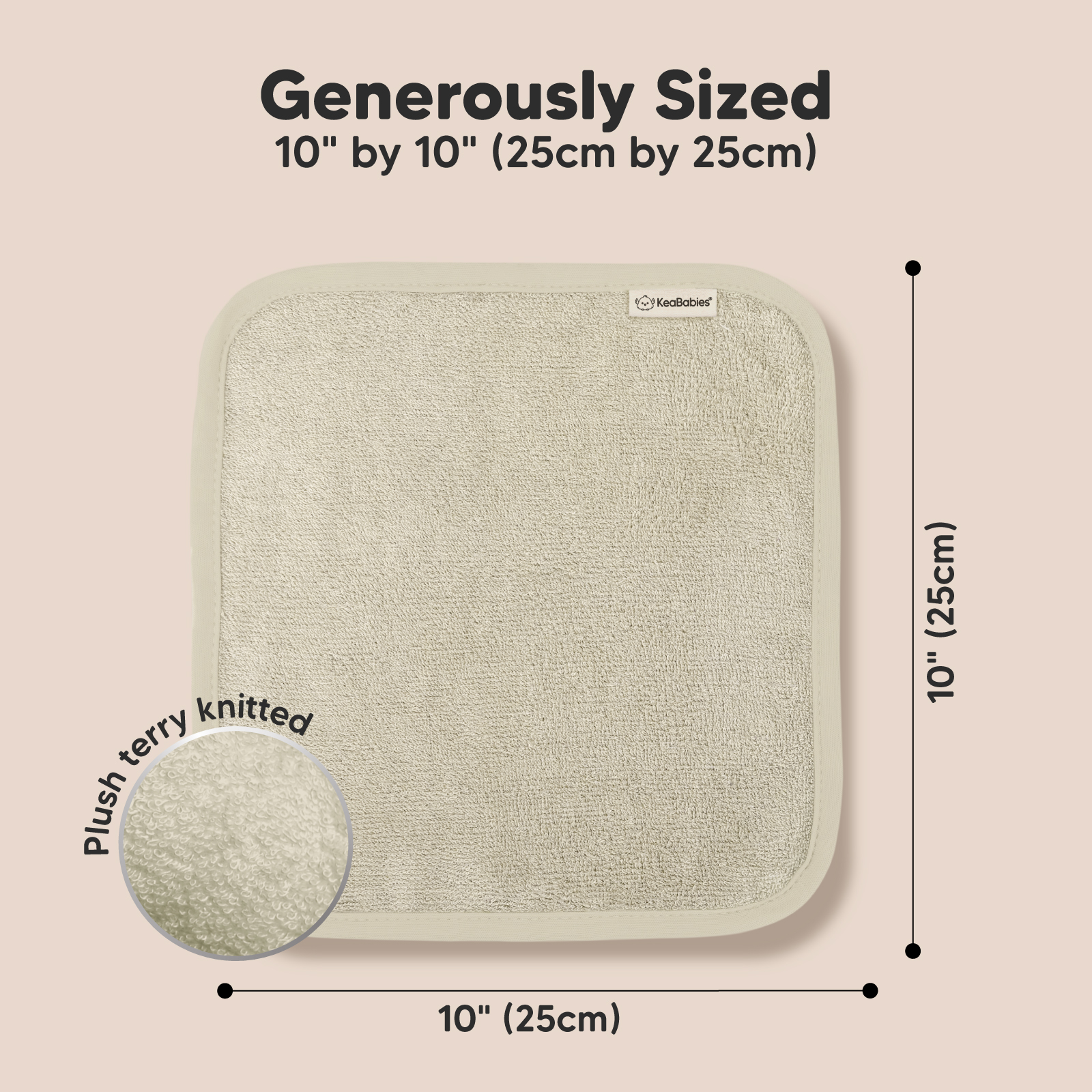 KeaBabies Deluxe Baby Bamboo Viscose Washcloths (6 Pack).