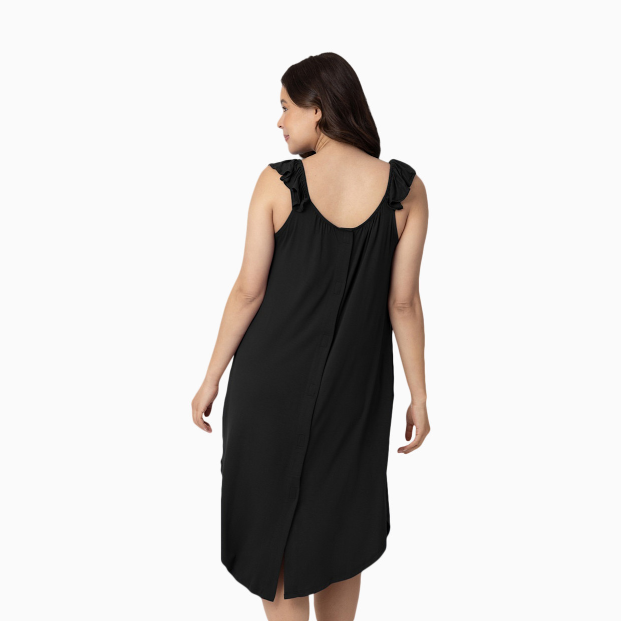Kindred Bravely Ruffle Strap Labor & Delivery Gown - Black, Medium/Large.