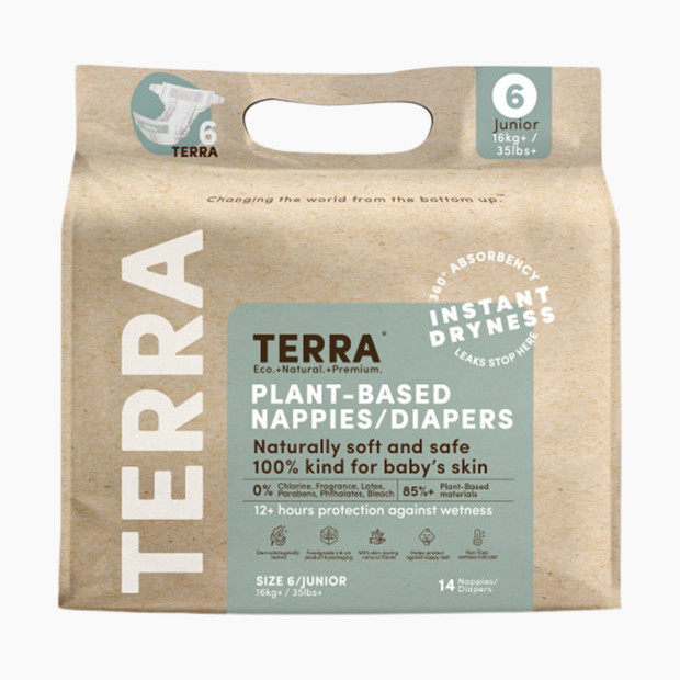 Terra Premium Plant-Based Diapers - Size 6 (122 Ct).