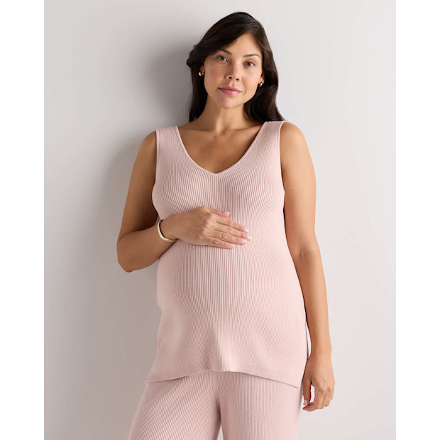 Quince Cotton Cashmere Maternity V-Neck Tank.