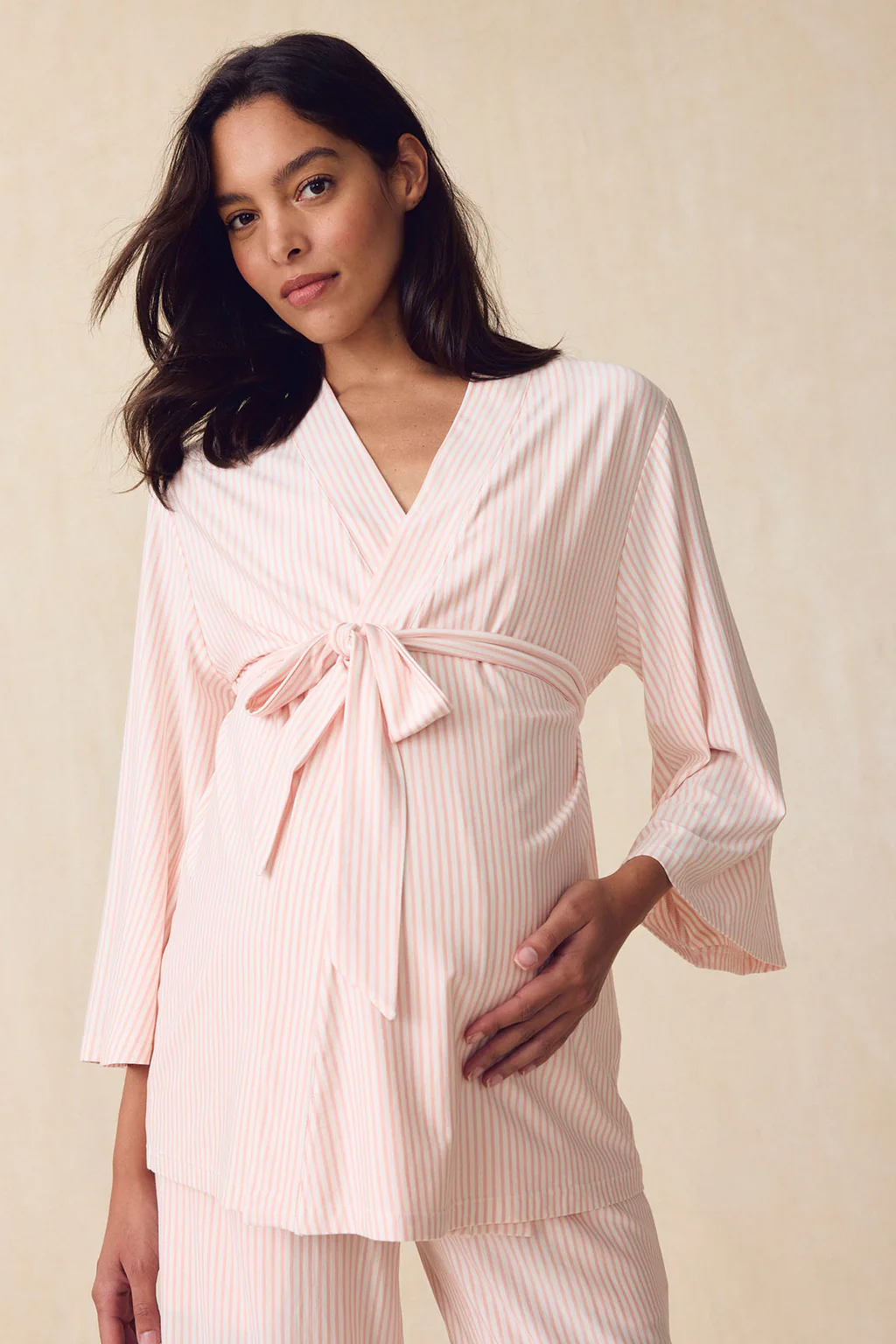 Lake DreamModal Pajamas Pencil Stripe Maternity Kimono Bundle.