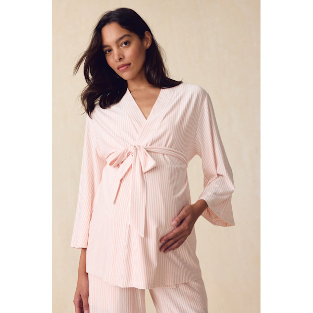Lake DreamModal Pajamas Pencil Stripe Maternity Kimono Bundle.