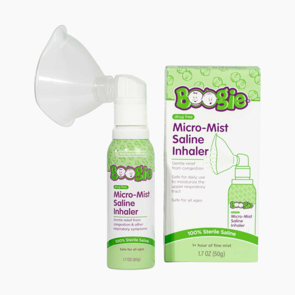 Boogie Micro-Mist Saline Inhaler - Green, 1.7 Oz.